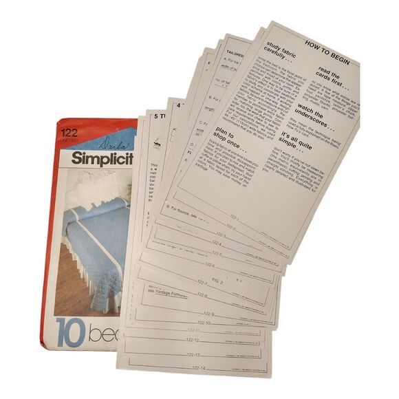 Simplicity 122 Bed Spreads 10 In One Patterns Card Pack One Size Sewing Pattern - Picture 3 of 4